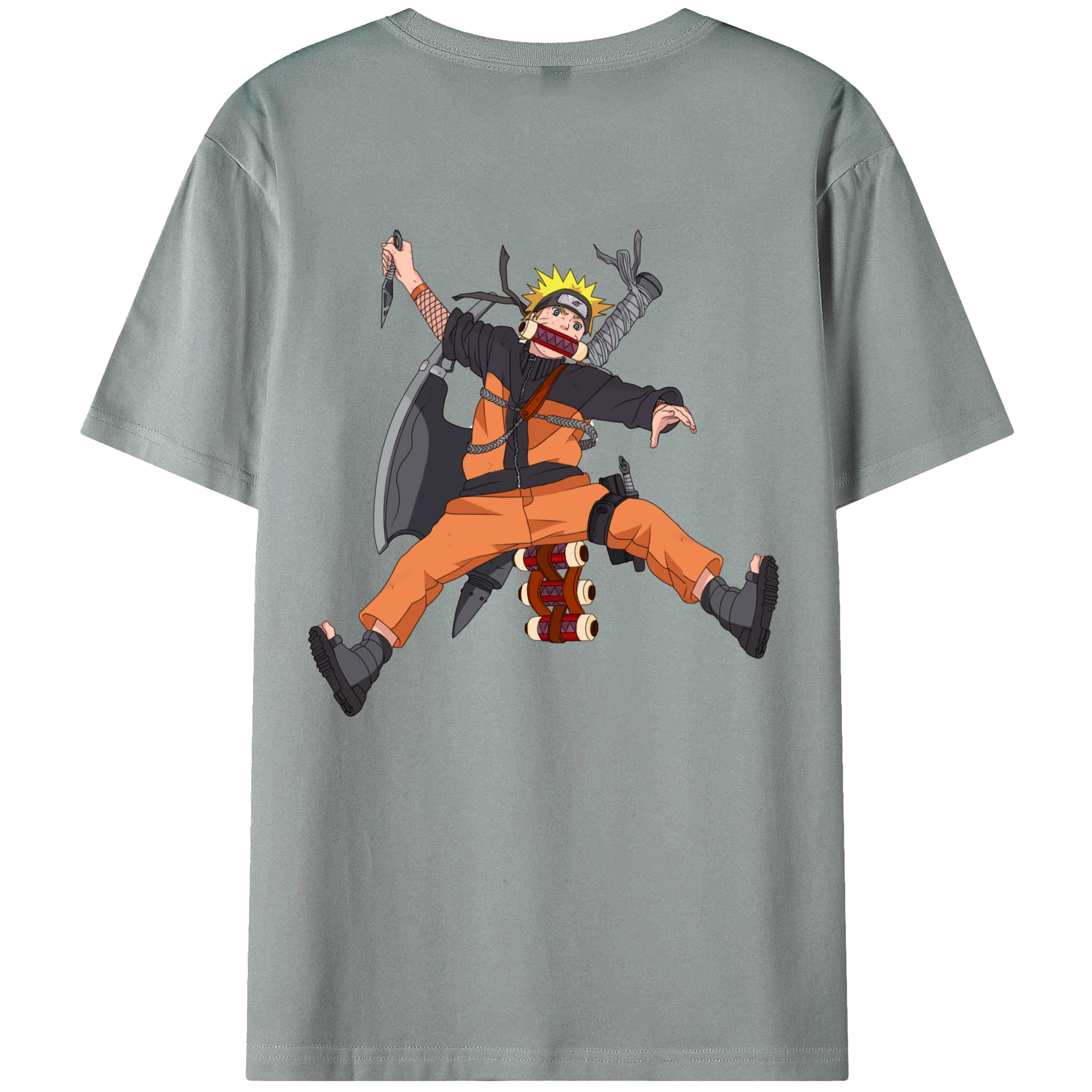 （画像用） NARUTO -ナルト- うずまき ナルト Uzumaki Naruto 綿100％ メンズ半袖Tシャツ（バックプリント） 通気性